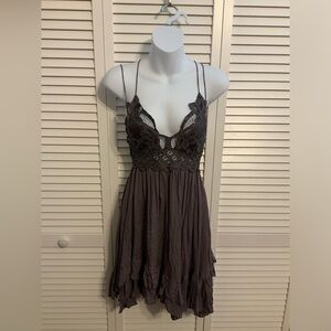 NWT Free People FP One Adella Slip Dress Charcoal XS